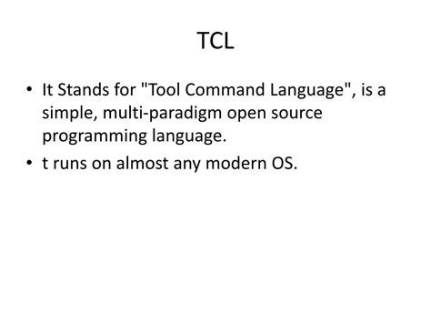 Ppt Introduction To Tcl Powerpoint Presentation Free Download Id