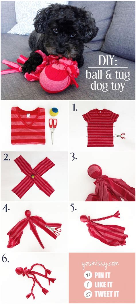DIY dog toys - make this easy no sew ball and tug toy from an old t