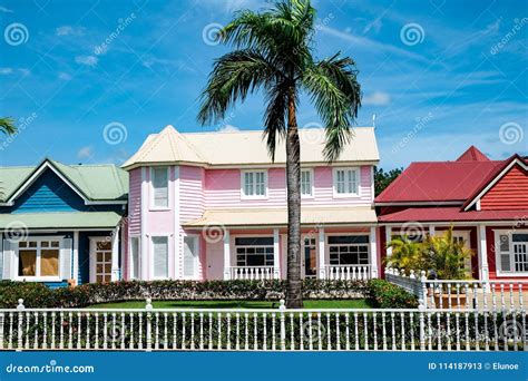 Beautiful Pink Pastel House In Samana Editorial Stock Photo Image Of