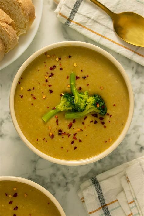 Creamy Vegan Broccoli Soup Nut Free And Oil Free Options