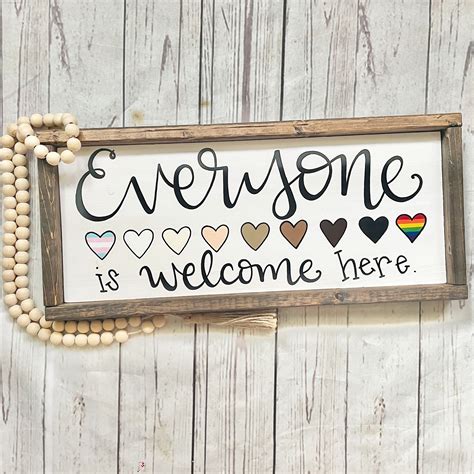 Everyone Is Welcome Here Classroom Decor Hand Painted Wooden Etsy Uk