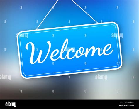Welcome Hanging Sign On White Background Sign For Door Vector Stock