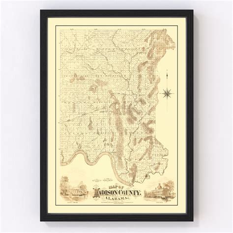 Vintage Map Of Madison County Alabama 1875 By Teds Vintage Art