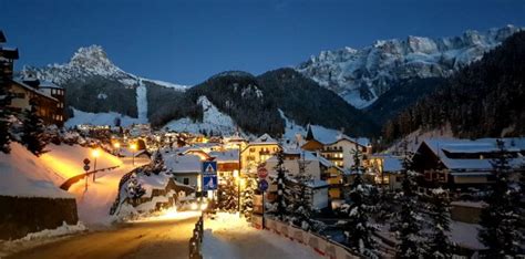 Selva Val Gardena At Night On Dolomites Snowboarding Holiday