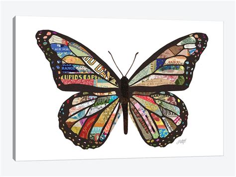 Colorful Butterfly Collage Canvas Artwork By Lindseykayco Icanvas