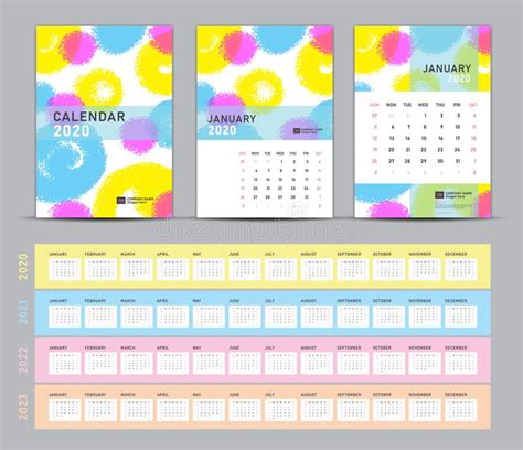 Calendar 2023 Simple Calendar Desk Week Starts From Sunday Set Of