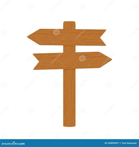 Wooden Board Signs Vector Animated Cartoon Illustration In White