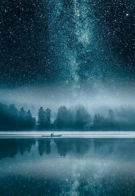 Milky Way Over Vavajeveski Lake In Finland Beautiful