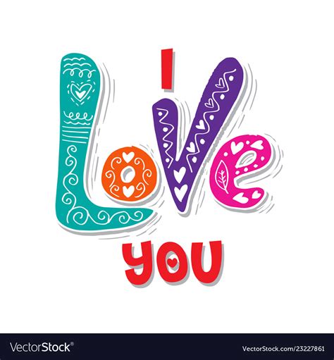 I Love You Hand Lettering Modern Calligraphy Vector Image