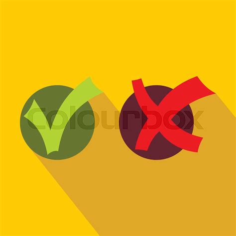 Yes No Check Marks Icon Flat Style Stock Vector Colourbox