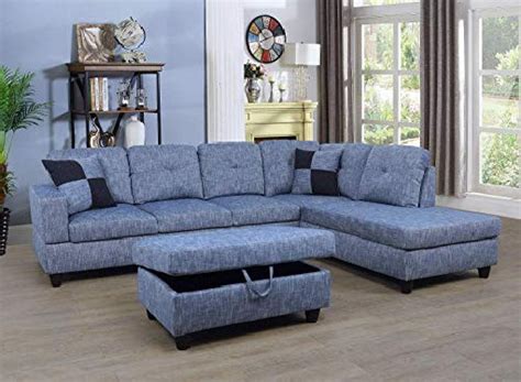 Beverly Fine Furniture Right Facing Linen Russes Sectional Sofa