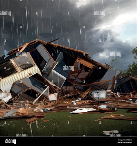 Tornado disaster. Natural disaster with hurricane. Power twisted storm