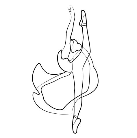 Sketch Of A Woman In A Dress Ballet Pose Dancer Gymnast Line Art