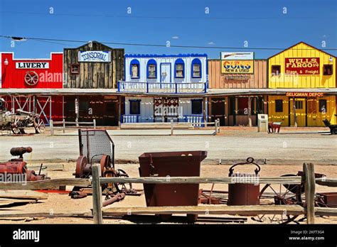 Western town in Seligman on historic Route 66 in the Wild West