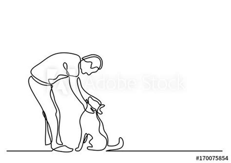 Loving Connection Man Petting Dog Vector Illustration