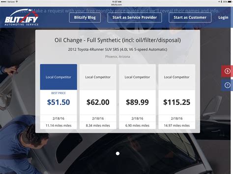 Oil change prices from Blitzify | Oil change, Oil filter, Toyota 4runner
