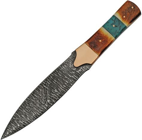 Damascus Flint Spear Point Fixed Blade Knife Atlantic Knife Company