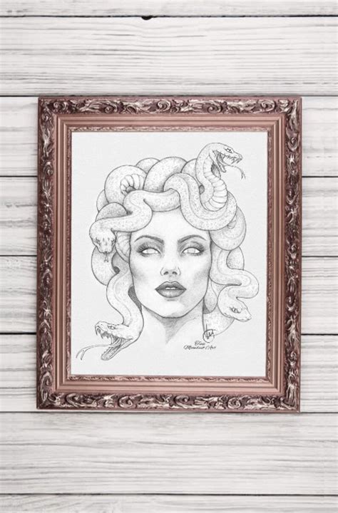 Medusa Print Of Original Pencil Drawing Illustration Etsy