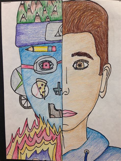 Self Portrits As The World Sees You And As You See Yourself School Art Projects Elementary