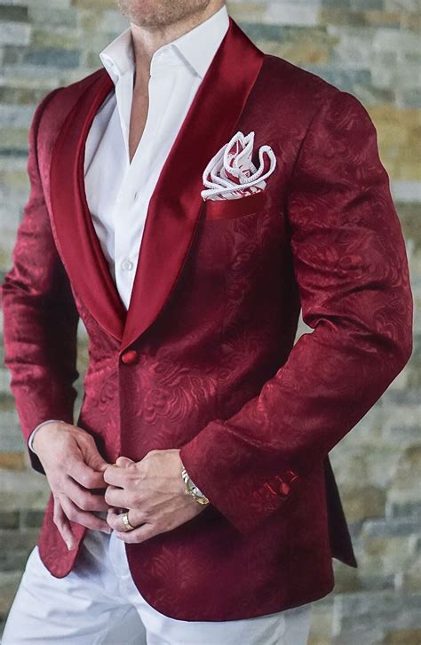 S By Sebastian Burgundy Paisley Dinner Jacket Prom Suits Wedding