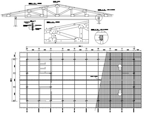King Truss Span Roof Section Autocad Drawing Download Free Dwg File