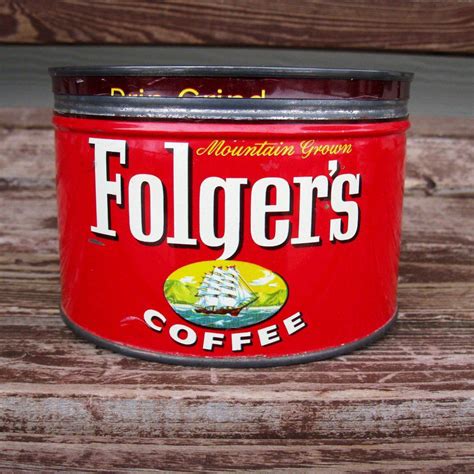 Vintage 1959 Folgers Coffee Tin Coffee Can With Lid Etsy Coffee Tin