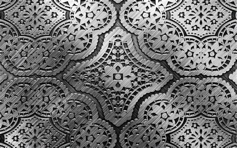 Download Wallpapers 4k Floral Metal Patterns Close Up Silver Metal