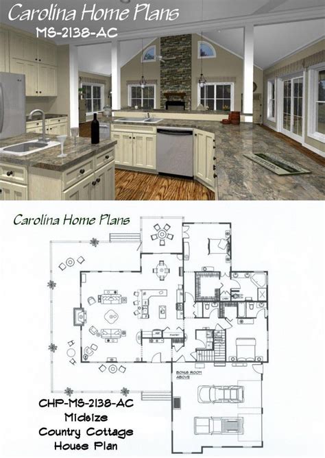 Midsize Country Cottage House Plan With Open Floor Plan Layout Great