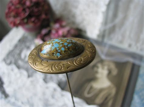 Antique Hat Pin Victorian Hat Pin Faux Turquoise Hat Pin Etsy