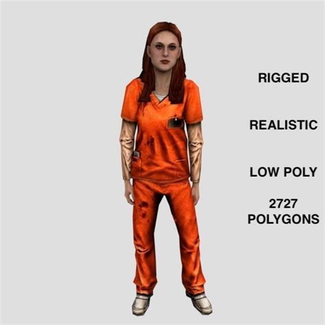 rigged low poly female prisoner lady prisoner 3d asset 1