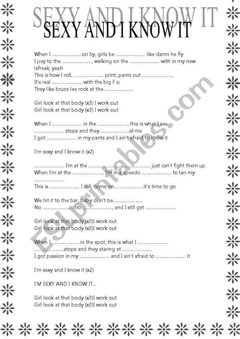 Sexy And I Know It Esl Worksheet By Solevelez