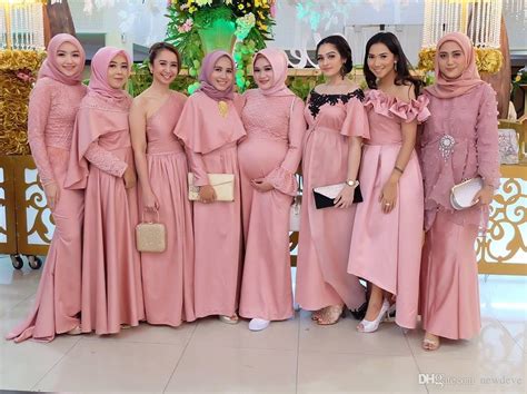 2019 Muslim Bridesmaid Dresses Series Hijab Islamic Dubai Prom Party Gowns Plus Size Garden