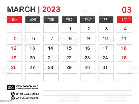 Calendar 2023 Template March 2023 Layout Desk Calendar 2023 Year Wall