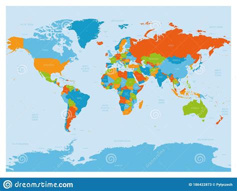 World Map High Detailed Political Map Of World With Country Ocean And
