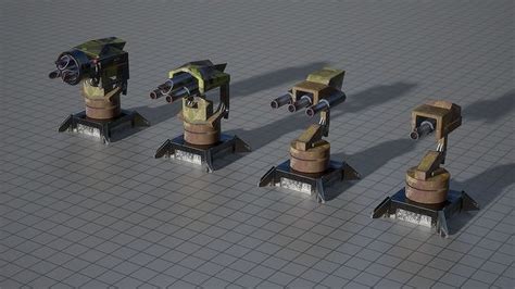 3d Model Turrets Standard Low Poly Vr Ar Low Poly Rigged Cgtrader
