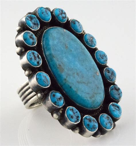 Size Navajo Kingman Turquoise Cluster Ring R Native