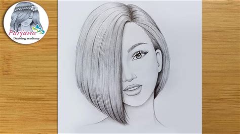 A Girl With Beautiful Hair Pencil Sketch Step By Step
