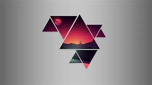Abstract, Sunset, Triangle, Wallpapers, Hd, Desktop, And