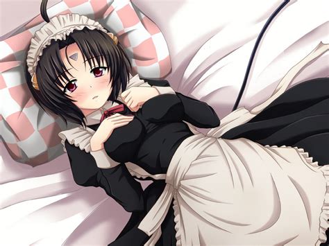 Red Eyes Maid Outfit Black Hair Anime Wallpapers Hd