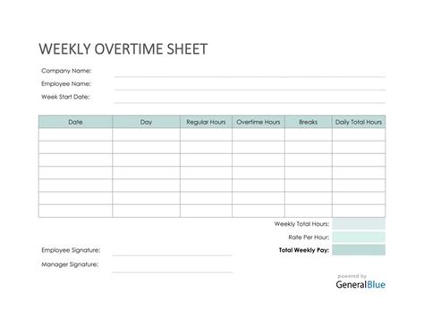 Weekly Overtime Sheet In 2021 Timesheet Template Templates Words