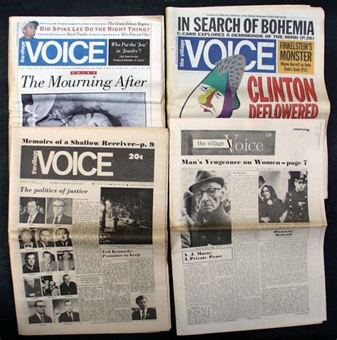 4 issue set of the village voice spanning the 1960 s 1990 s