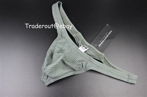 N2n Bodywear Men Green Ultra Ribbed G String Thong Swimwear Underwear