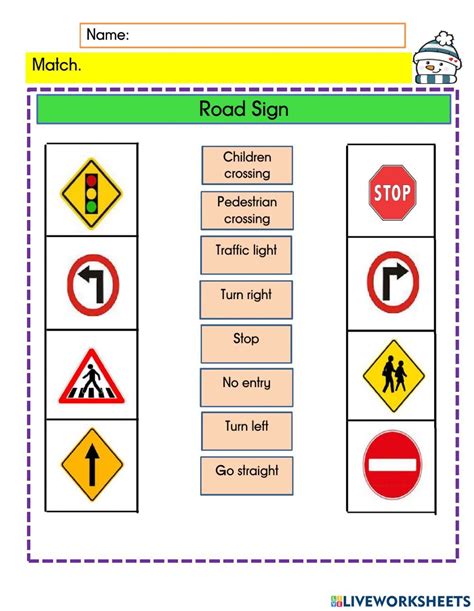 Pedestrian Crossing Traffic Light Esl Worksheets Interactive Language Turn Ons Signs Save