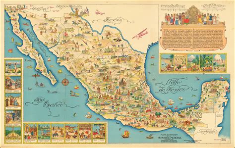 Mapa Ilustrado De La Republica Mexicana Publicado Por Margaret M Crane Eugenio Fischgrund