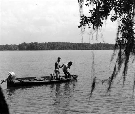 Florida Memory Young Men Fishing In Lake Talquin In Leon County Florida