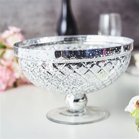 Efavormart 10 Mercury Glass Compote Vase Pedestal Bowl For Wedding Floral Centerpiece Home