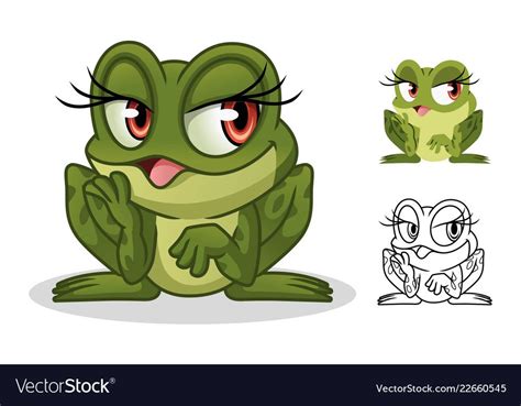 Female Frog Cartoon Character Mascot Design Vector Image Frog Cartoon