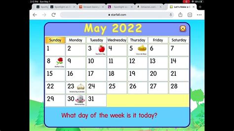 Starfall Calendar May 2022 Youtube