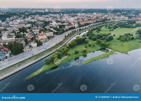 Aerial View Of Nemunas Island In Kaunas Lithuania Stock Photo Image