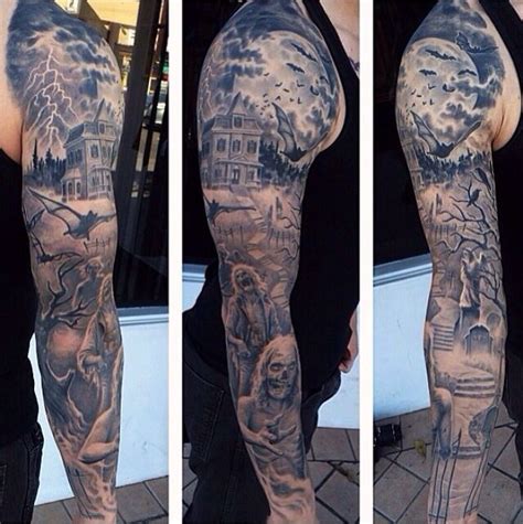 Get daily tattoo ideas on socials. Cool black and grey tattoo, dark night! | Halloween ...